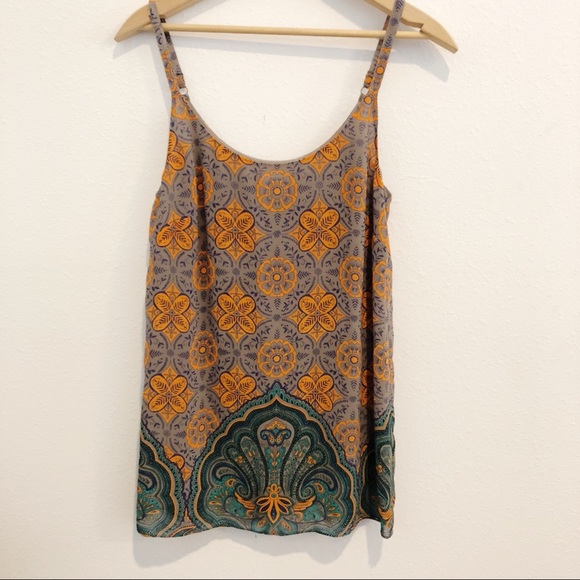 CAbi Tops - CAbi Arabesque Orange Green Boho Mandala Tank Top